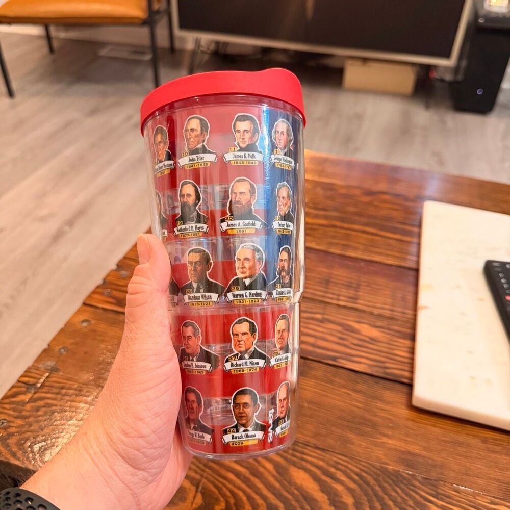 Tervis US Presidents Patriotic 24 oz Tumbler Red and Blue Lids